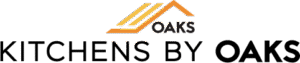 Logo for “Oaks Roofing and Siding” featuring a stylized orange and yellow roof above the text—ideal for your next roofing, siding, or kitchen remodel. The slogan “Integrity is the root of our business” appears below the company name.