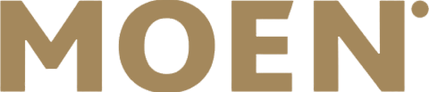 The image displays the MOEN logo in bold, gold capital letters on a transparent background, perfect for inspiring your next kitchen remodel.