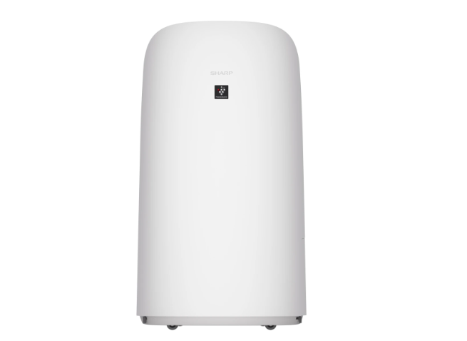 A black refrigerator with a small window on the door. The fridge has a simple design.