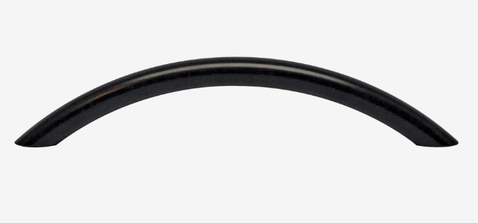 Black curved cabinet handle. Modern furniture hardware.