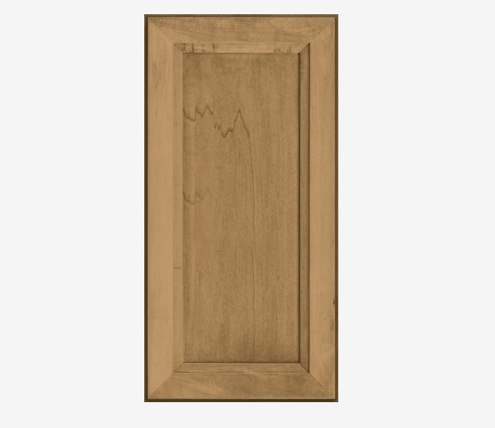 Brown wooden door panel. Rectangular frame around the panel.